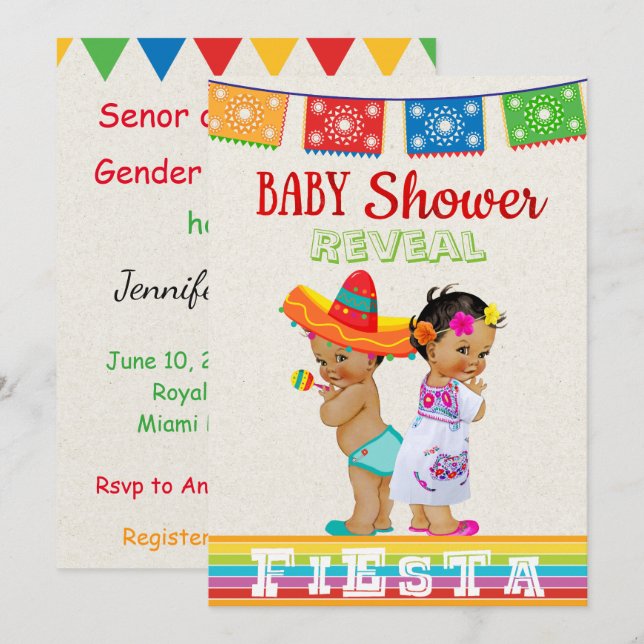 Mexican Gender Reveal Baby Shower Invitation (Front/Back)