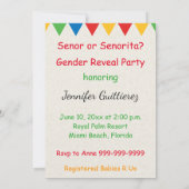 Mexican Gender Reveal Baby Shower Invitation (Back)