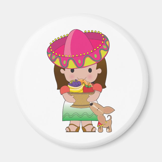 Mexican Girl and Dog Magnet (Front)