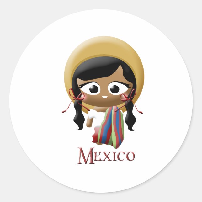 Mexican Girl Classic Round Sticker (Front)
