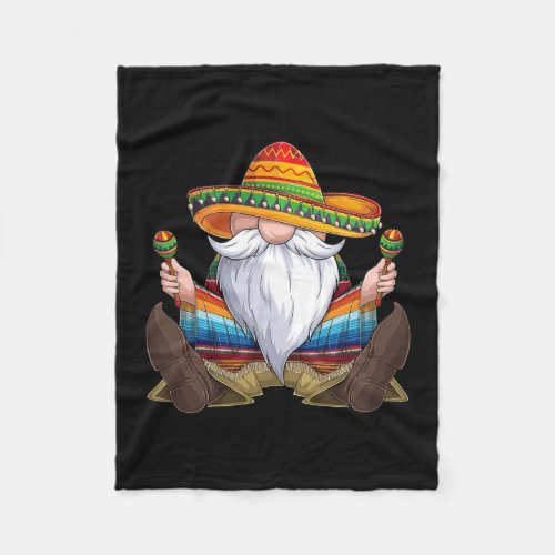 Mexican Gnome Cinco De Mayo Serape Poncho men Fleece Blanket