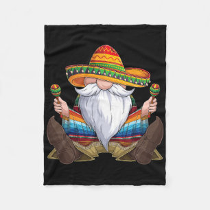 Mexican Gnome Cinco De Mayo Serape Poncho Men Wome Fleece Blanket