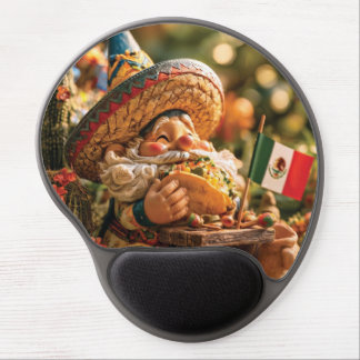 Mexican Gnome Wearing A Sombrero Eating A Taco Gel Mouse Pad