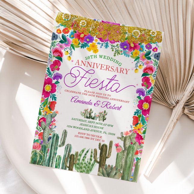 Mexican Gol 60th Wedding Anniversary Fiesta Invitation (Creator Uploaded)