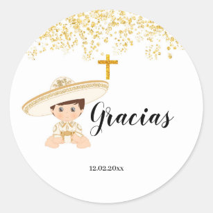 Mexican Gold Charro Baptism Sticker