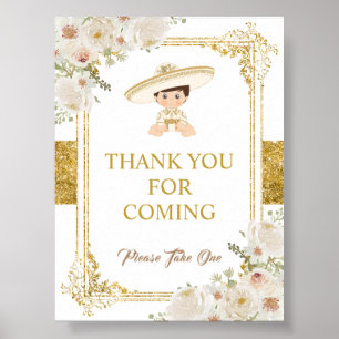 Mexican Gold Fiesta Boy Baptism Thank You Poster