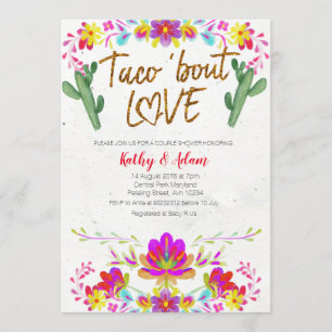 Mexican Gold Watercolor floral COUPLES SHOWER Invitation