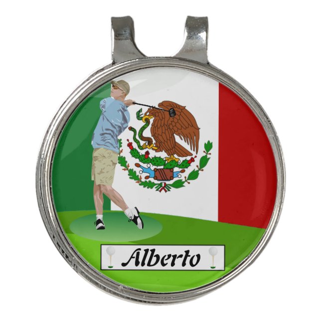 Mexican golfer golf hat clip (Front)