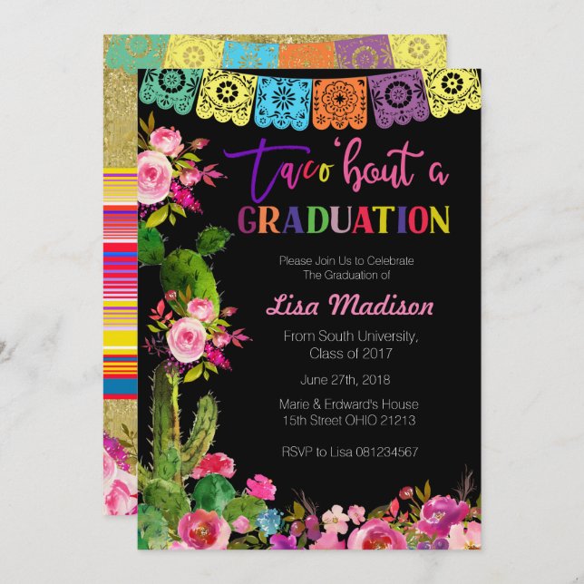 Mexican Graduation Party Invitation Fiesta (Front/Back)