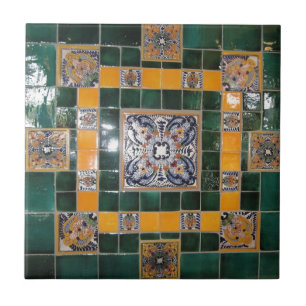 Mexican Green Talavera Style Tile work
