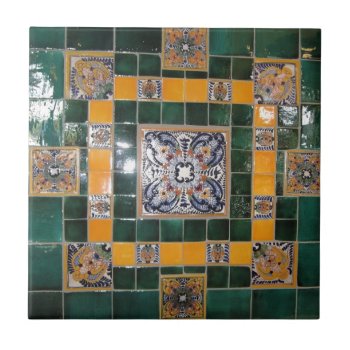 Mexican Green Talavera Style Tile Work by beautyofmexico at Zazzle
