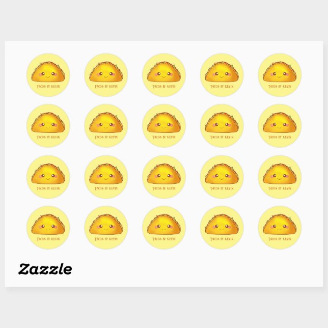  Mexican Ground Beef Hard Shell Taco Classic Round Sticker (Sheet)
