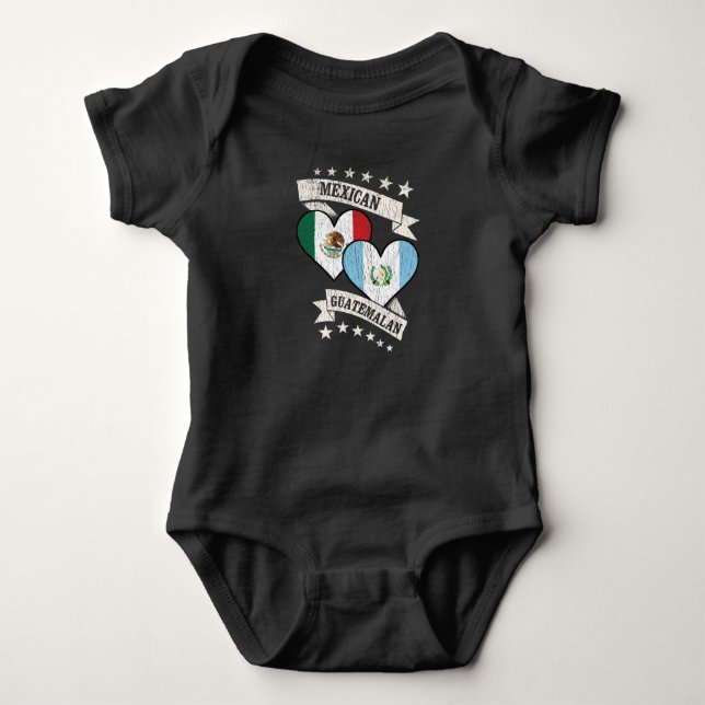 Mexican Guatemalan Heart Flags Mexico Guatemala Baby Bodysuit (Front)