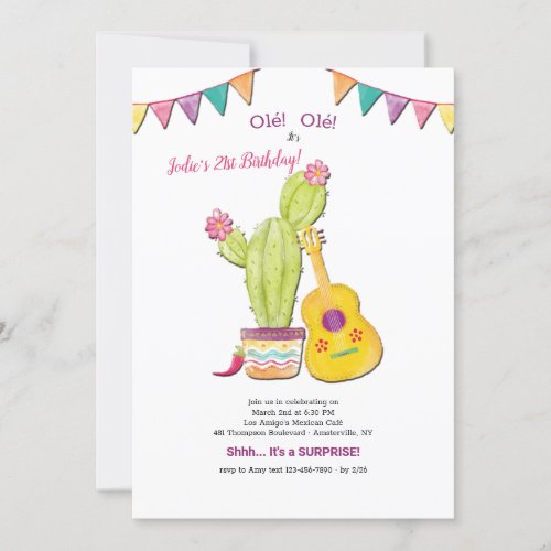 Mexican Guitar Birthday Party Invitation