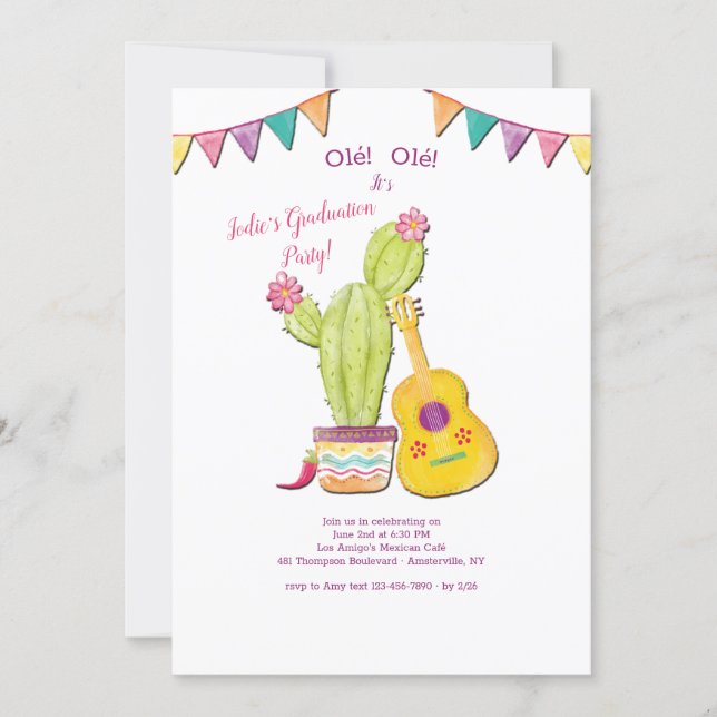 Mexican Guitar Graduation Party Invitation (Front)