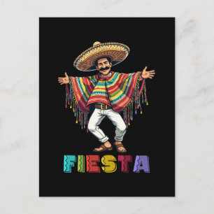 Mexican Guy In Poncho Dancing Fiesta Cinco de Mayo Holiday Postcard