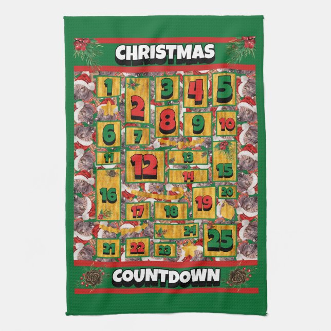 Mexican Hairless Countdown Christmas Advent Dog Kitchen Towel (Vertical)