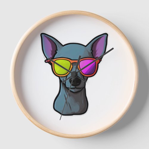 Mexican Hairless in Cool Sunglasses Classic T_Shir Clock