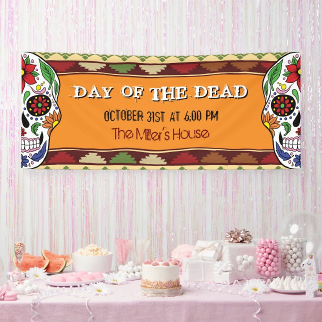 Mexican Halloween Day of the Dead Sugar Skull Banner (Party)