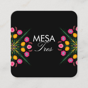 Mexican Hand Drawn Floral Spanish Table Numbers Square Business Card