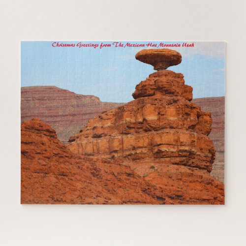 Mexican Hat Mountain Utah Christmas Greetings Jigsaw Puzzle