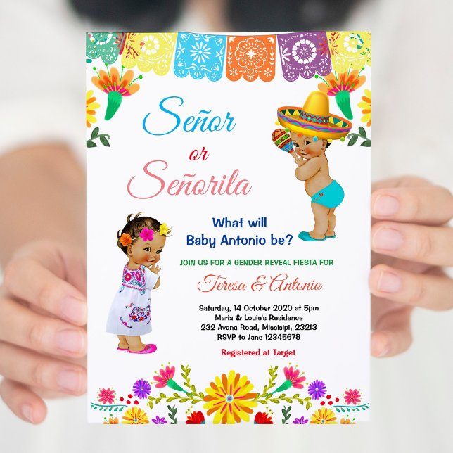 Mexican He or She Gender Reveal Baby Shower Invitation (Creator Uploaded)
