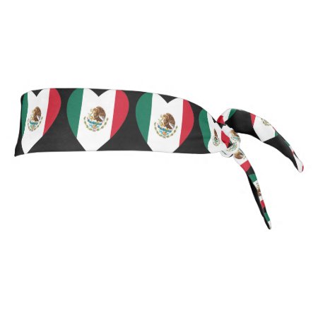 Mexican Heart Flag Tie-back Athletic Head Band