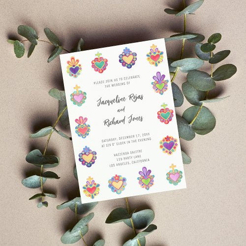 Mexican heart wedding invitation
