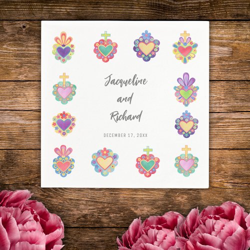 Mexican heart wedding invitation napkins