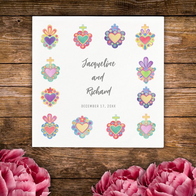 Mexican heart wedding invitation napkins (Creator Uploaded)