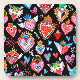 Mexican hearts beverage coaster