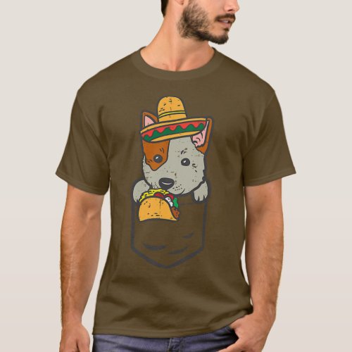 Mexican Heeler Dog Pocket Party Fiesta Cinco De Ma T_Shirt