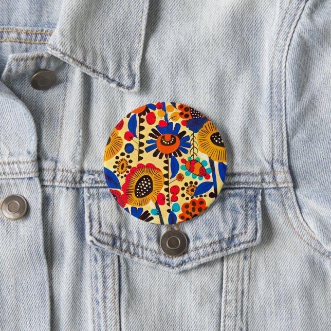Mexican Heritage Floral Print Button (In Situ)