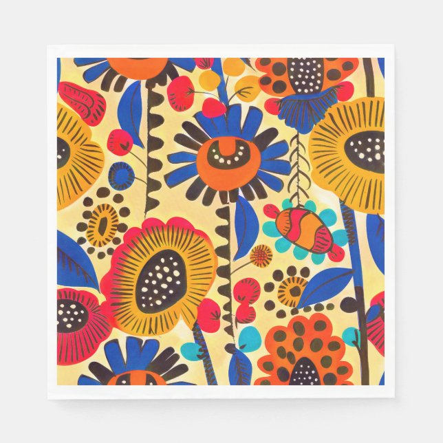 Mexican Heritage Floral Print Napkins (Front)