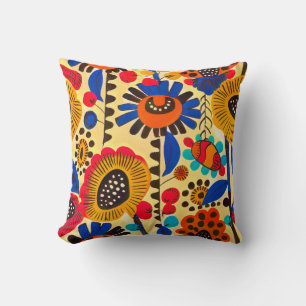 Mexican Heritage Floral Print Throw Pillow