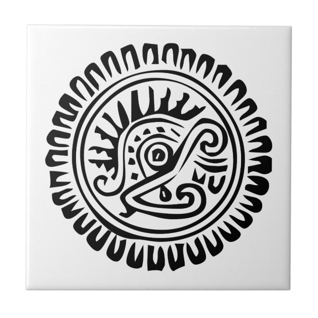 Mexican hieroglyph(Maya) Ceramic Tile (Front)