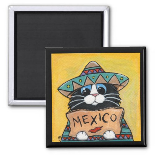 Mexican Hitchhiker Tuxedo Cat Magnet