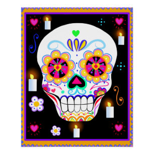 Mexican Holiday Day Of The Dead Sugar Skull  Poster