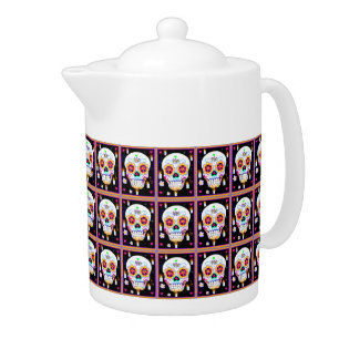 Mexican Holiday Day Of The Dead Sugar Skull   Teapot