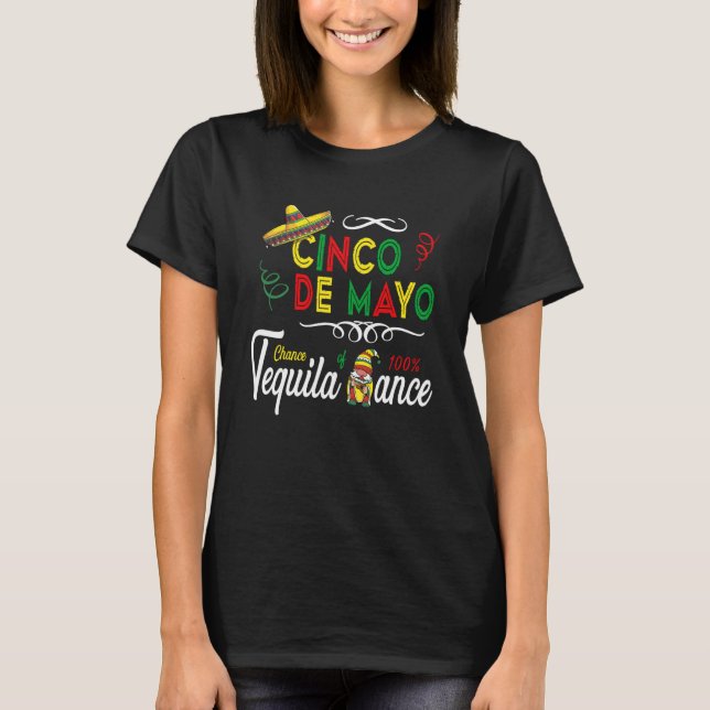Mexican Holiday Sombrero Tequila Dance Gnome Cinco T-Shirt (Front)