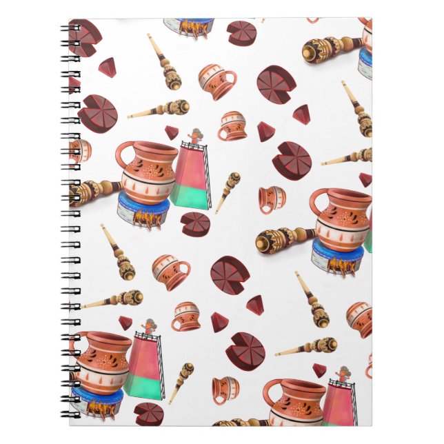 Mexican Hot Chocolate Molinillo Whisk Pattern Notebook (Front)