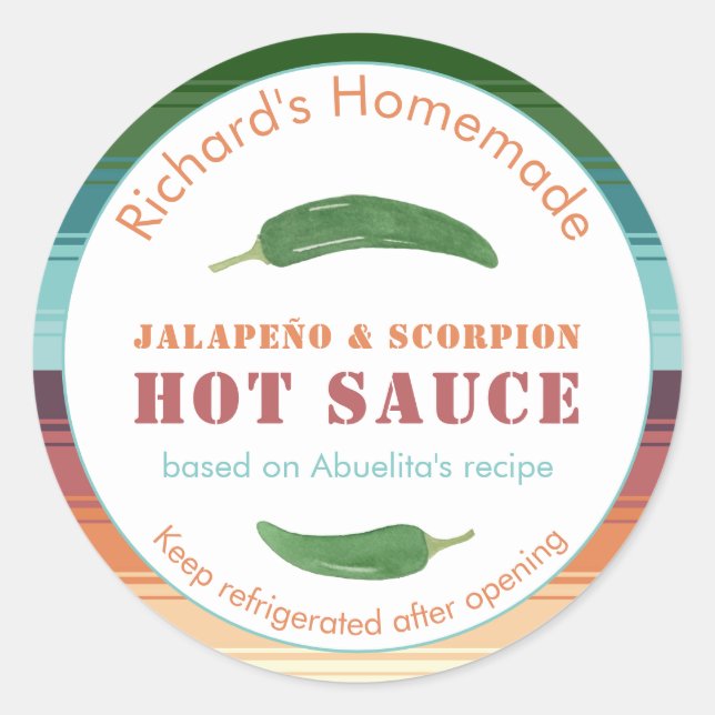 Mexican Hot Sauce Or Spicy Salsa Jalapeno Labels (Front)