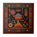 Mexican Huichol style kitchen ceramic tile 9/12<br><div class="desc">Huichol is an indigenous group that inhabits the Sierra Madre Occidental mountain range in the Mexican states of Jalisco, Nayarit, Durango, and Zacatecas. The Huichol people are known for their rich culture and traditions, including their unique art, music, and religious practices. Huichol art is also renowned for its colorful and...</div>