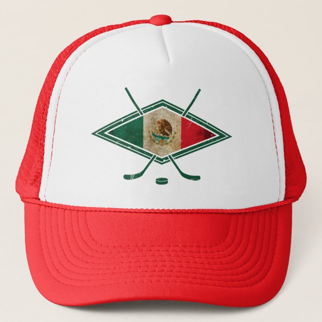 Mexican Ice Hockey Flag Trucker Hat (Front)