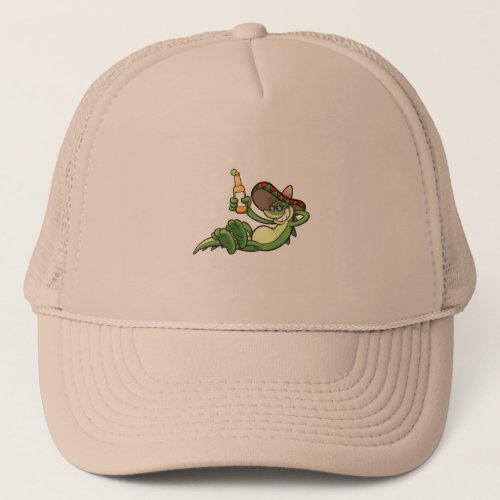 mexican iguana trucker hat