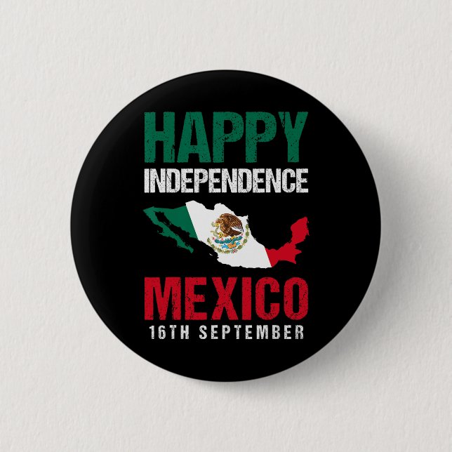 Mexican Independence Day Est 16th September Mexico Button (Front)