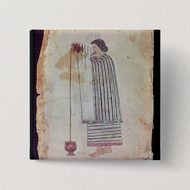 Mexican Indian Preparing Chocolate, from the Codex Pinback Button (Front)