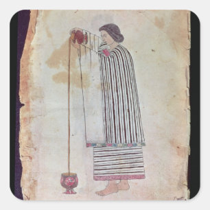 Mexican Indian Preparing Chocolate, from the Codex Square Sticker