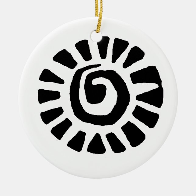 Mexican Indian Sun Ceramic Ornament (Front)