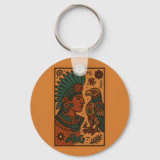 Mexican Indigenous Keychain – Warrior, Bird, Drum